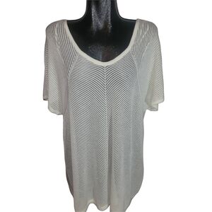 Addition Elle White Knit Short Sleeve Top 4X